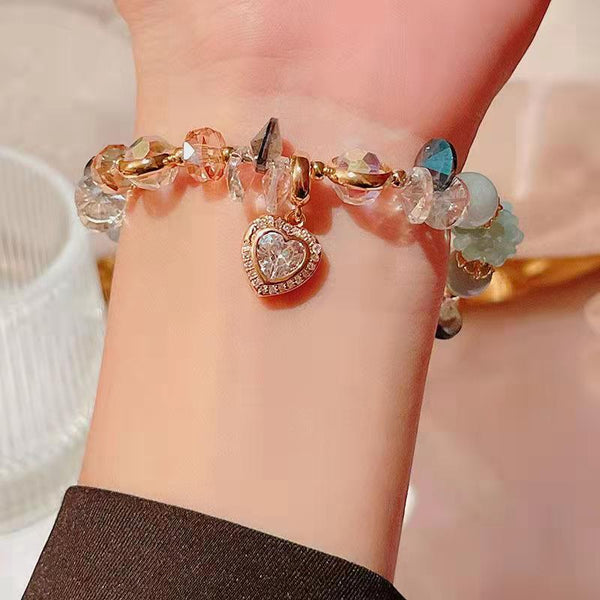 Bracelet coeur cristal aigue-marine