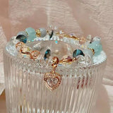 Bracelet coeur cristal aigue-marine