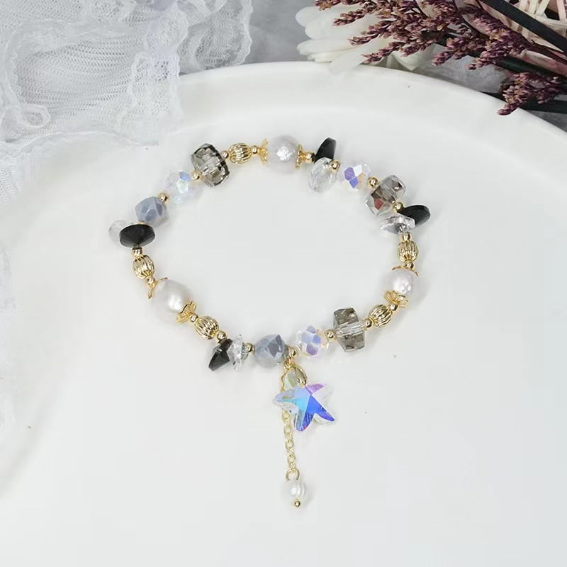 Bracelet étoile de mer en cristal tchèque avec perles d'eau douce