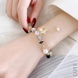 Bracelet étoile de mer en cristal tchèque avec perles d'eau douce