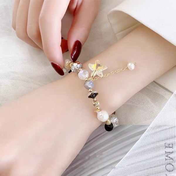Bracelet étoile de mer en cristal tchèque avec perles d'eau douce