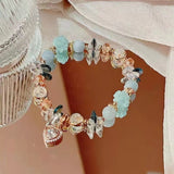 Bracelet coeur cristal aigue-marine