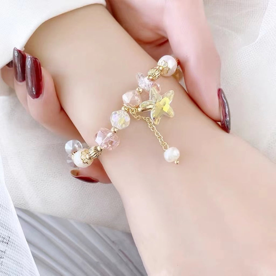 Bracelet étoile de mer en cristal tchèque avec perles d'eau douce