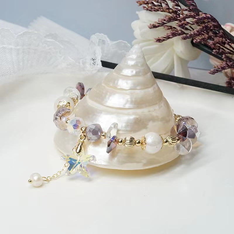 Bracelet étoile de mer en cristal tchèque avec perles d'eau douce