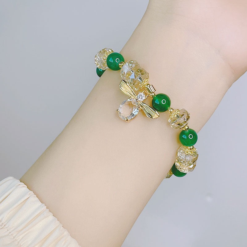 Bracelet Abeille Cristal Tchèque Agate Verte