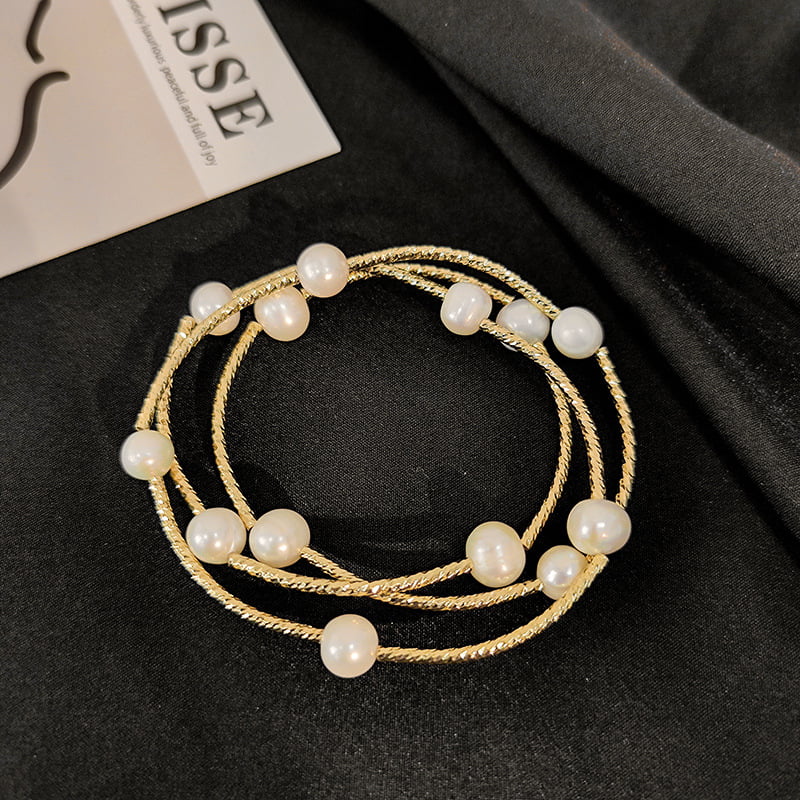 bracelet collier multicouche en perle naturelle