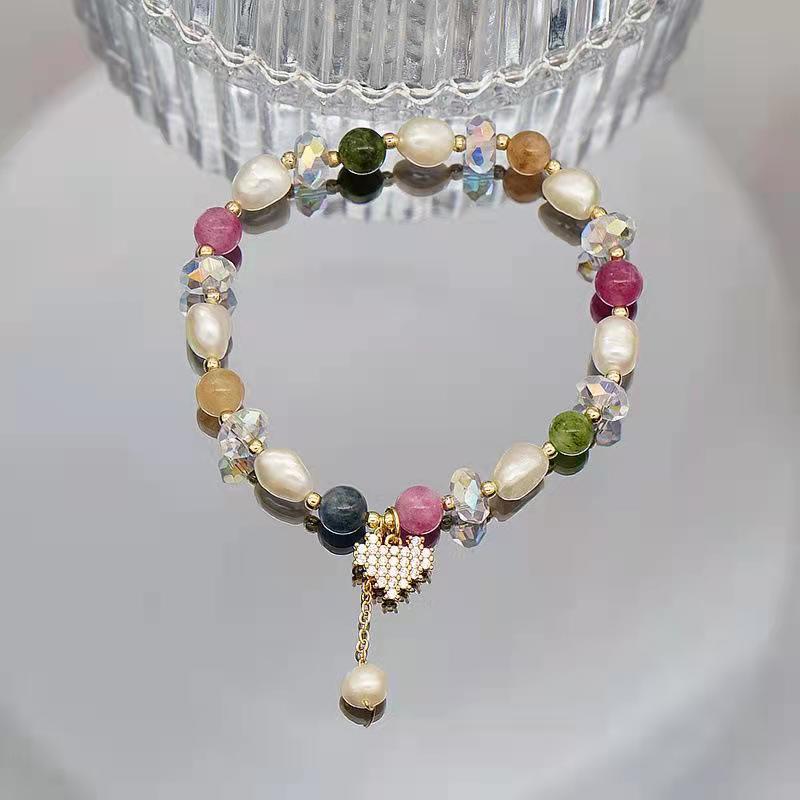 Bracelet Coeur Tourmaline Perle Baroque.