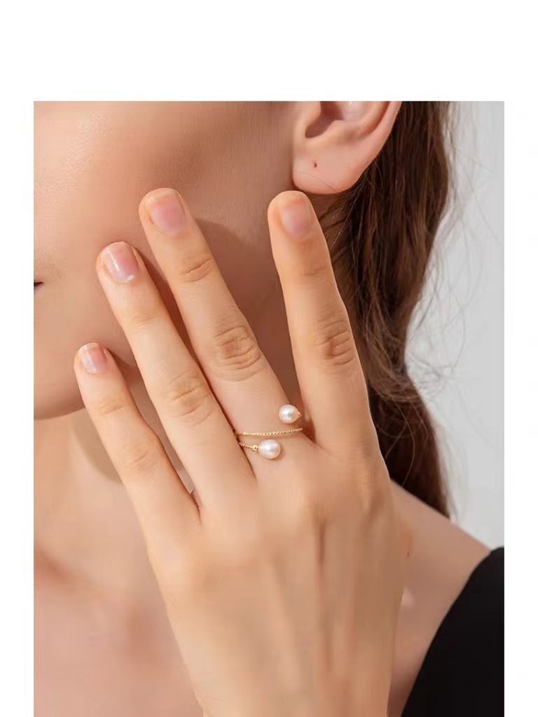 Ensemble de bagues ajustables en perles d'eau douce