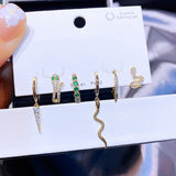 Ensemble de boucles d'oreilles serpent en zircon
