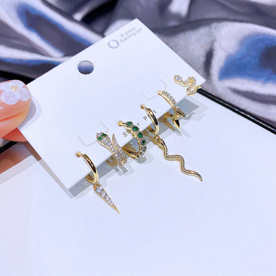 Ensemble de boucles d'oreilles serpent en zircon