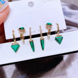 Boucles d'oreilles créoles 6pcs en malachite