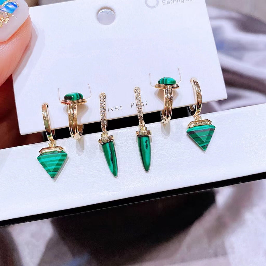 Boucles d'oreilles créoles 6pcs en malachite