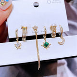 Ensemble de boucles d'oreilles lune et étoile 6 pièces