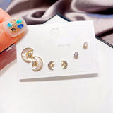 6pcs boucles d'oreilles lune faites de Nacre,