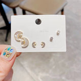 6pcs boucles d'oreilles lune faites de Nacre,