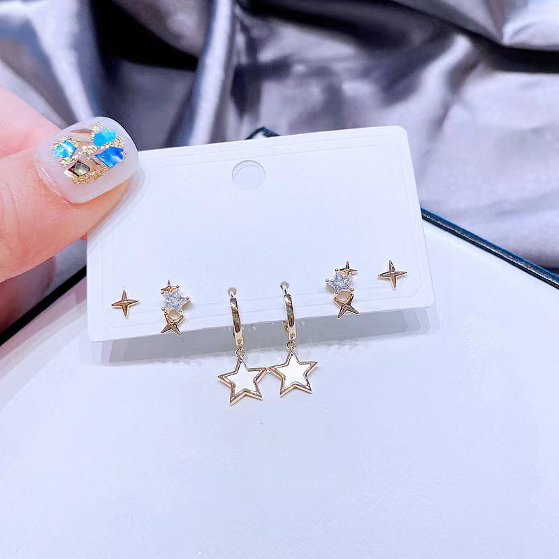 Ensemble de boucles d'oreilles étoile 6 pièces en Nacre blanc
