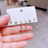 Lot de 6 boucles d'oreilles fleur