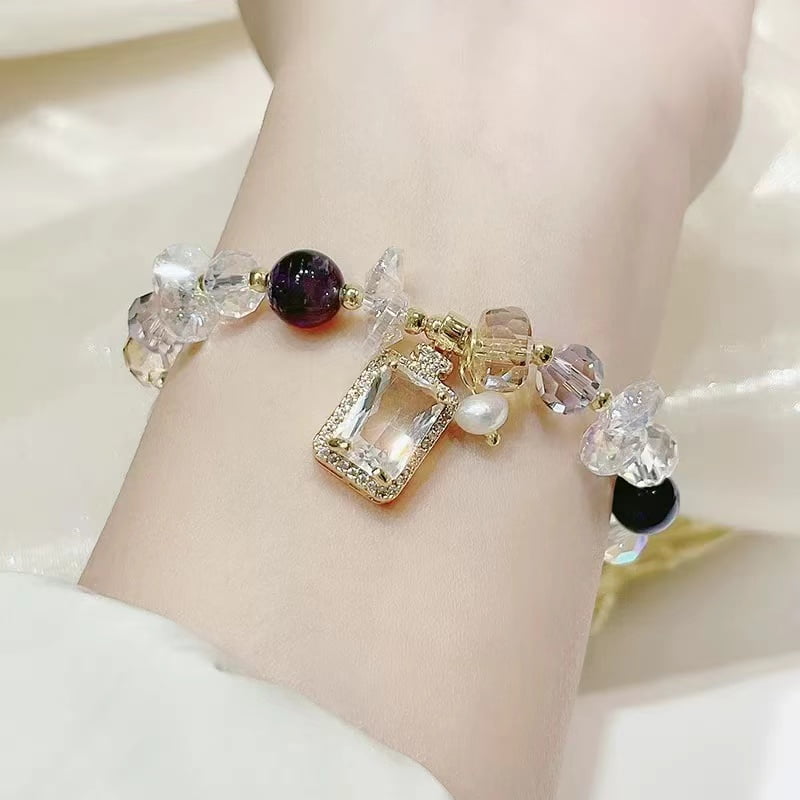 Bracelet en cristal tchèque Agate verte et améthyste