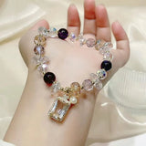 Bracelet en cristal tchèque Agate verte et améthyste