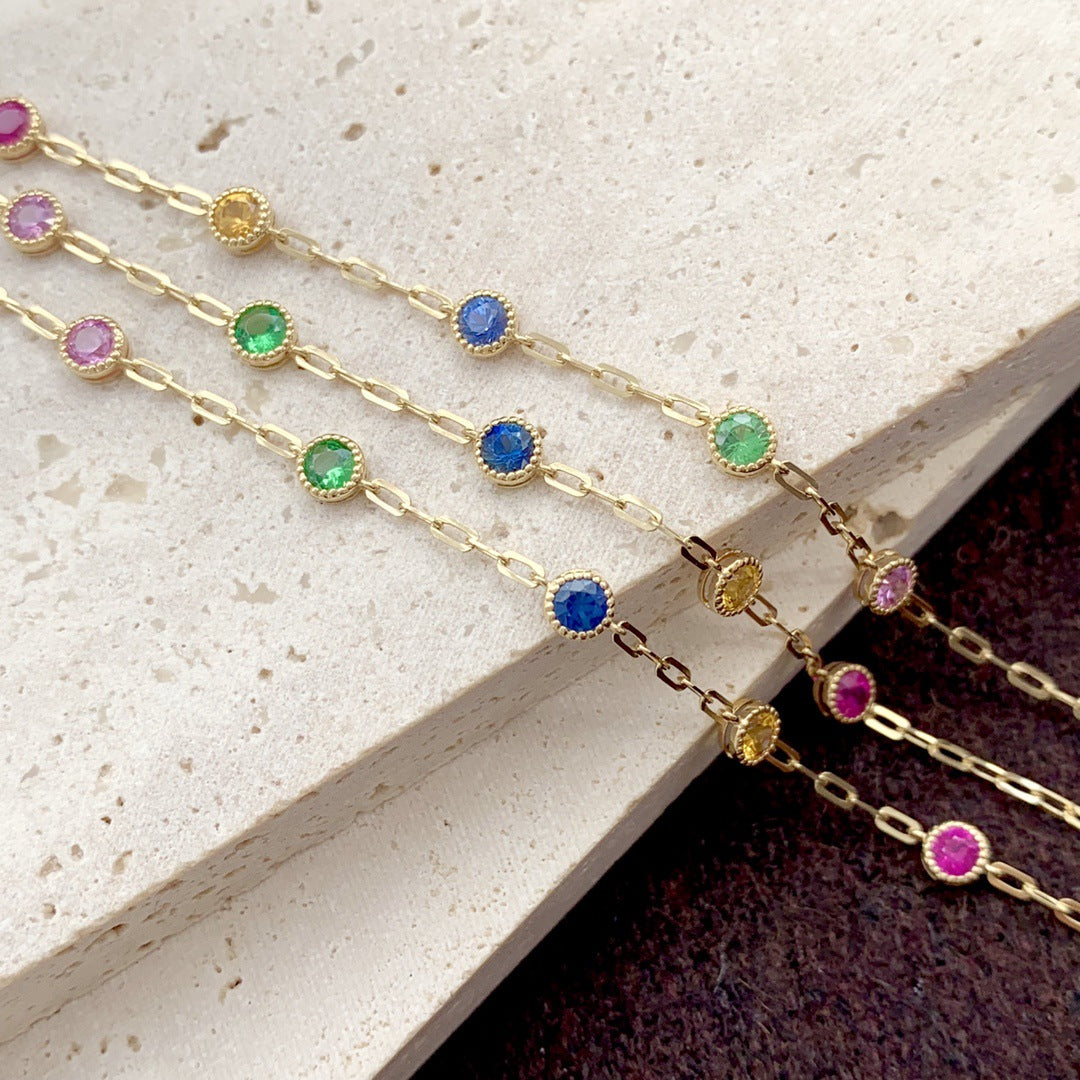 Bracelet en argent 925 arc-en-ciel,