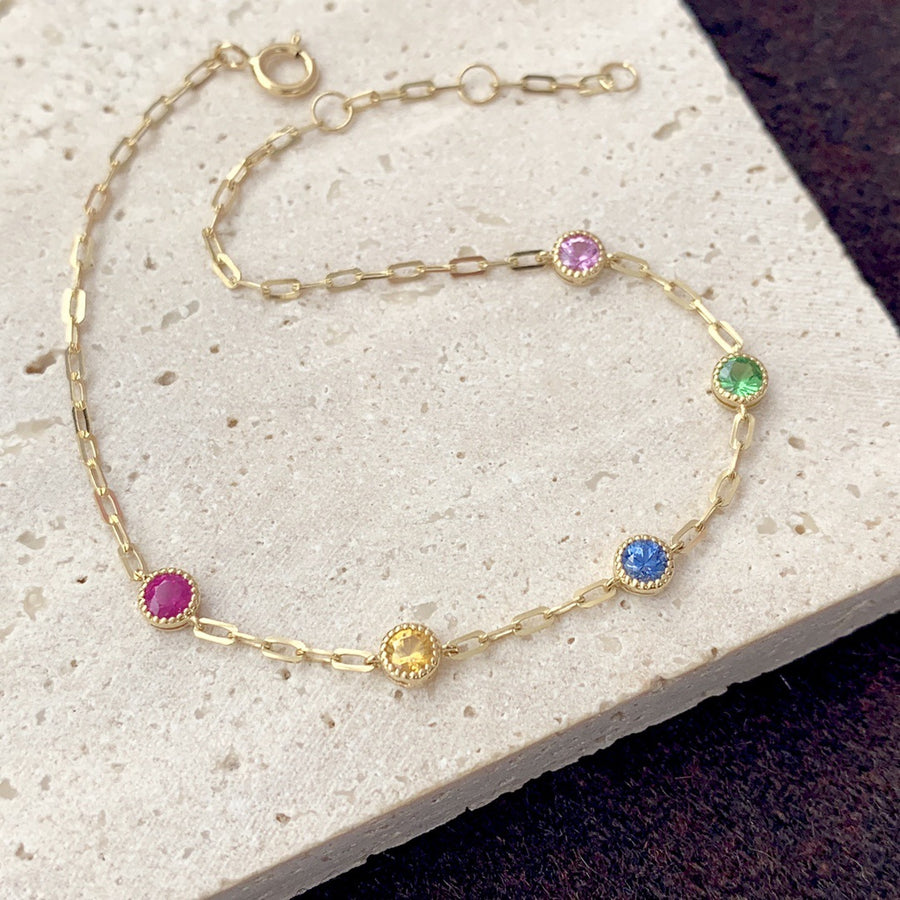 Bracelet en argent 925 arc-en-ciel,