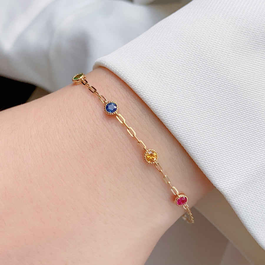 Bracelet en argent 925 arc-en-ciel,