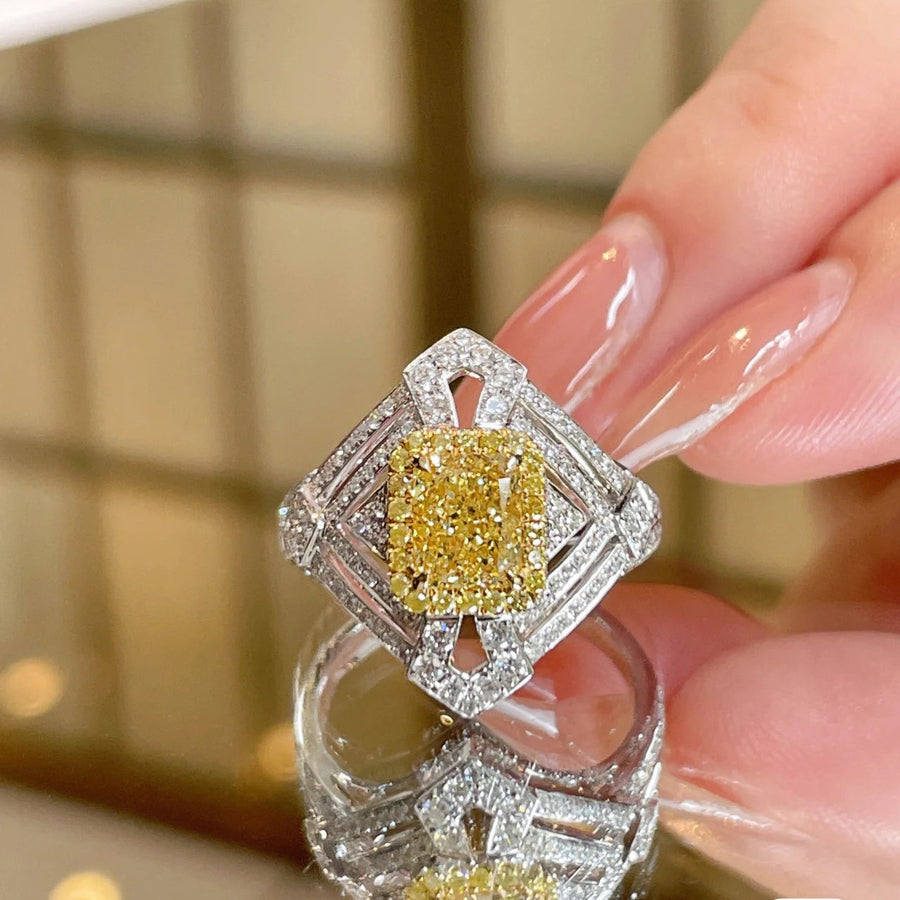Bague réglable en zircon citrine