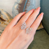 Ensemble de boucles d'oreilles et bague réglable en zircon