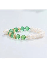 Bracelet Perle D'eau Douce Agate Verte