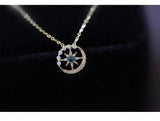 Collier en argent avec lune et étoile en zircon bleu