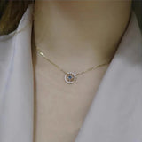 Collier en argent avec lune et étoile en zircon bleu