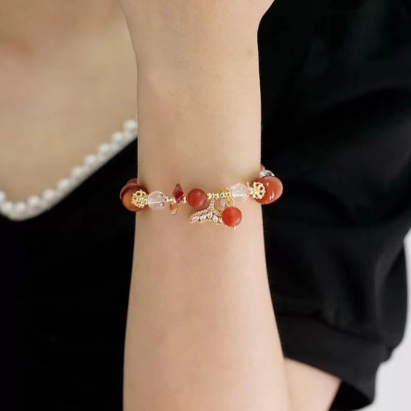 Bracelet sirène en agate rouge naturelle