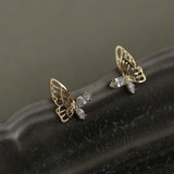 Clous d'oreilles papillon volant en argent 925