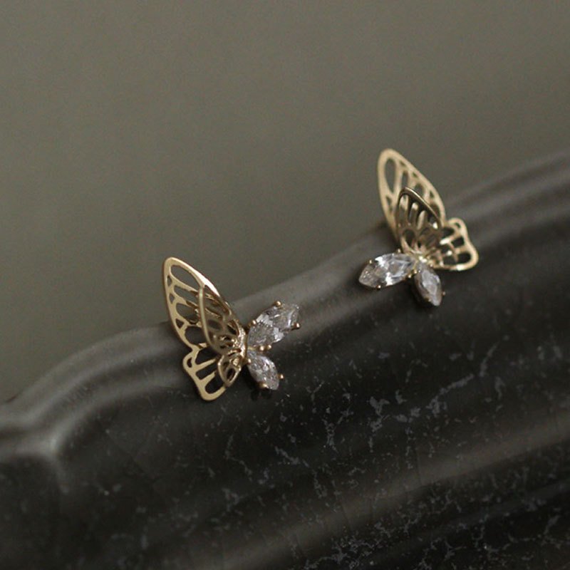 Clous d'oreilles papillon volant en argent 925