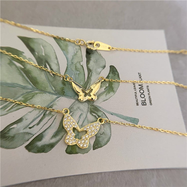 Collier papillon double couche en argent 925