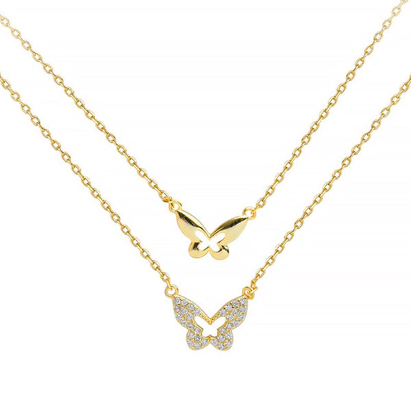 Collier papillon double couche en argent 925
