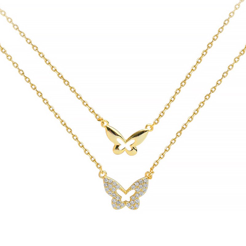 Collier papillon double couche en argent 925
