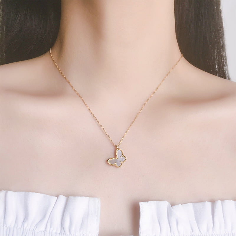 Collier Papillon Nacre Argent 925.