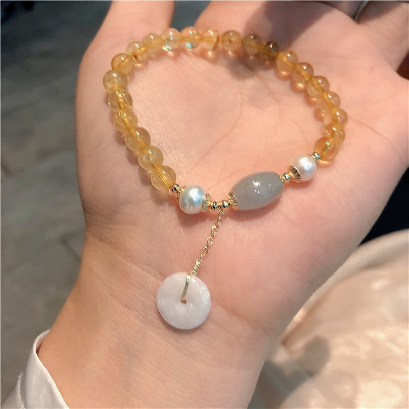 Bracelet Citrine avec perle d'eau douce
