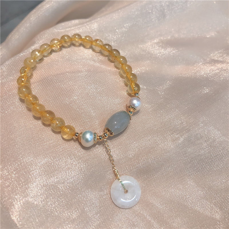 Bracelet Citrine avec perle d'eau douce