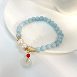 Bracelet aigue-marine perle et jade