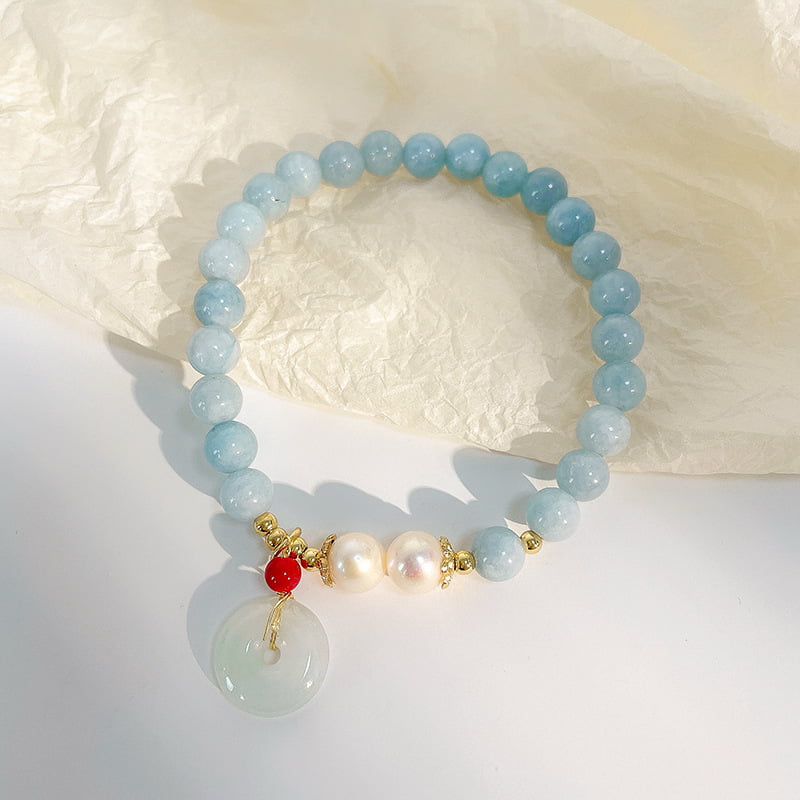 Bracelet aigue-marine perle et jade