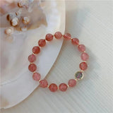 Ensemble de bracelets lune et étoile en quartz fraise 