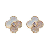 Boucle d'oreille trèfle perle d'eau douce
