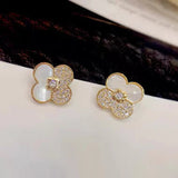 Boucle d'oreille trèfle perle d'eau douce