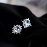 Boucles d'oreilles en argent 925 et topaze bleu ciel pâle