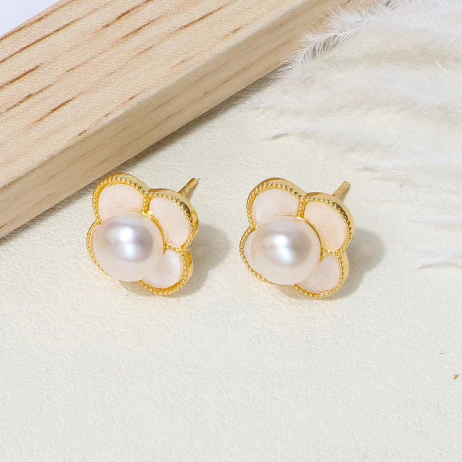 Boucle d'Oreille Trèfle en Nacre