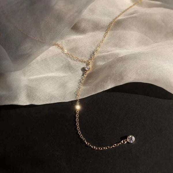 Collier Y en Argent 925 Zirconium.
