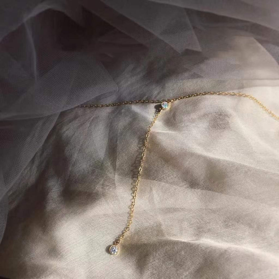 Collier Y en Argent 925 Zirconium.