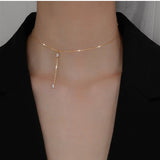 Collier Y en argent 925. Avec des pierres de zircon